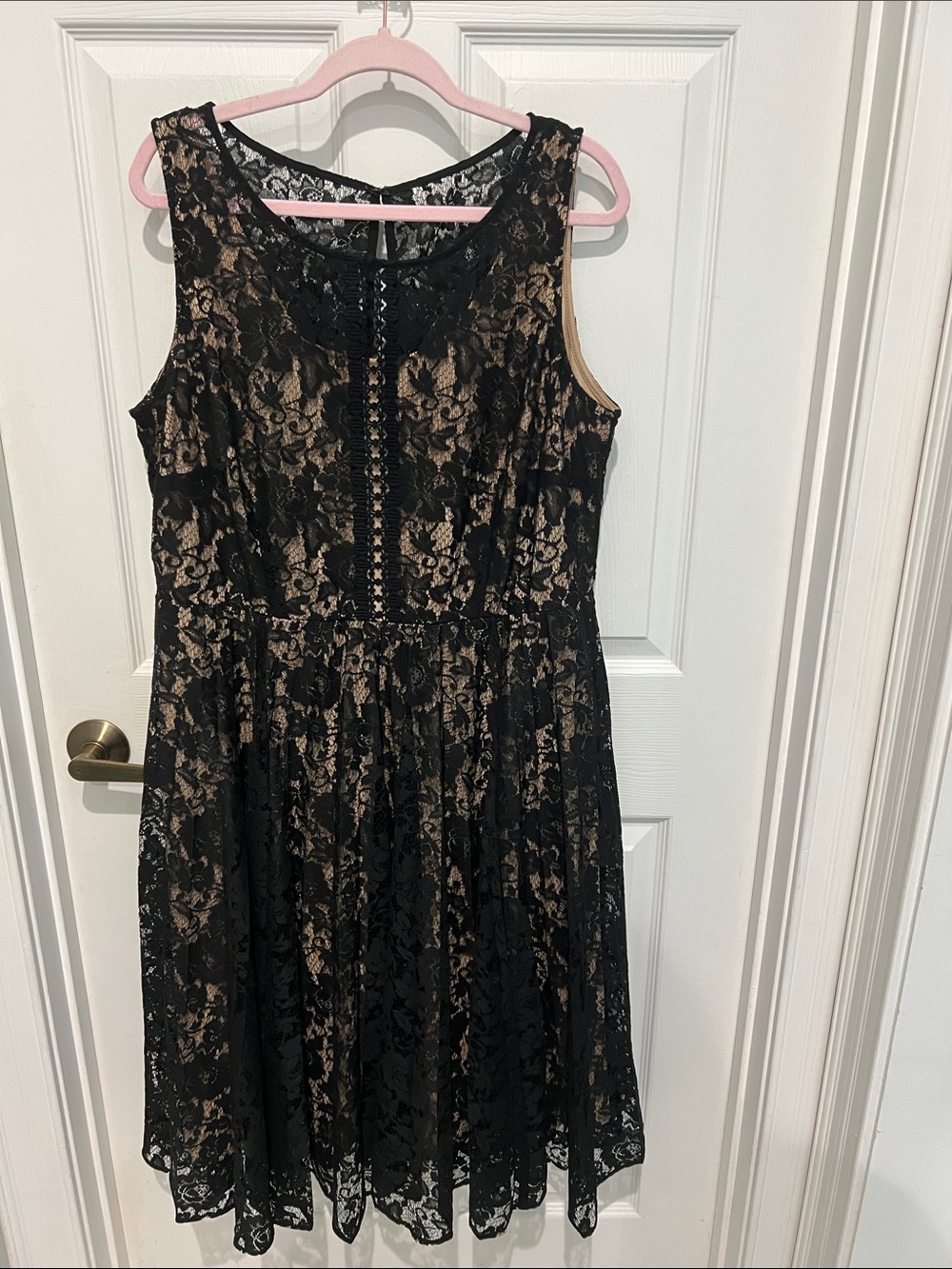 Lane Bryant Black Lace Midi Dress with Nude Lining